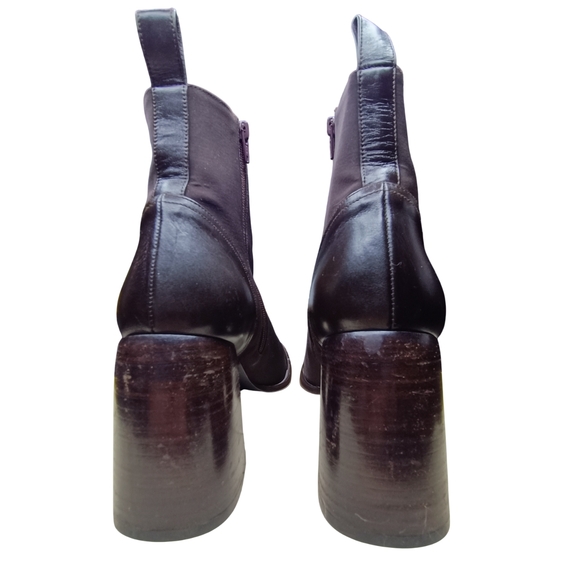 Charles Jourdan Brown Ankle Sock Block Heele Booties With Side Zipper Size 8.5 - Picture 3 of 13
